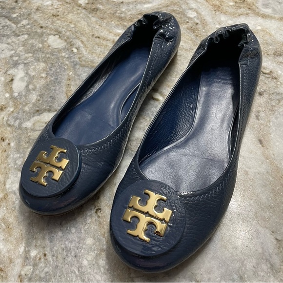Tory Burch Reva Ballet Flats Blue Patent leather Women’s size 9.5 - Picture 2 of 12